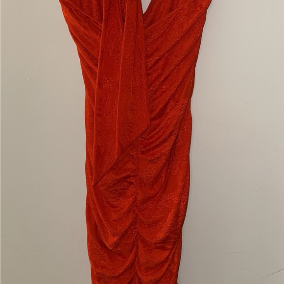 Zara Orange Rushed Dress - Picture 5 of 6